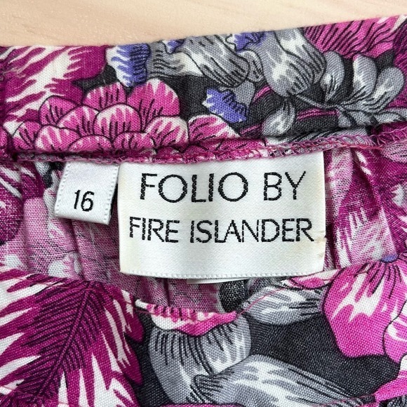 Vintage 80s Pink Floral Print A-Line Midi Skirt Folio Fire Islander, Size Medium - Picture 3 of 7